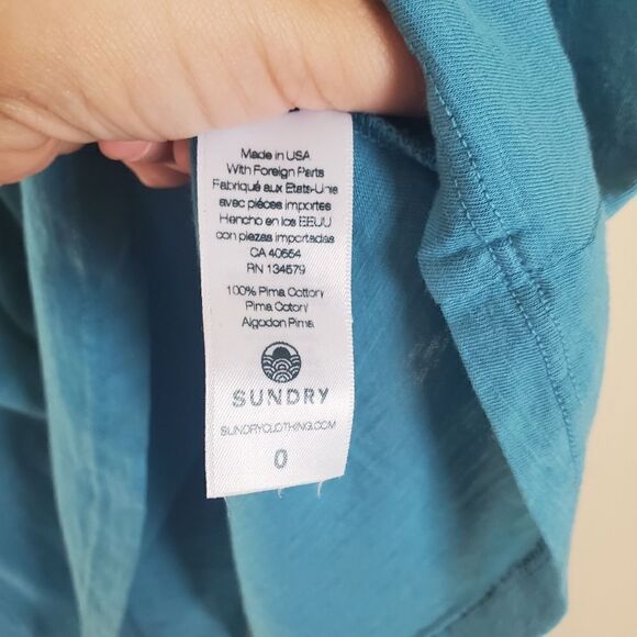 Sundry Teal The French Vneck Top - Picture 6 of 6